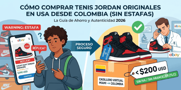 Cómo comprar tenis Jordan originales en USA desde Colombia sin caer en estafas Guía visual para comprar tenis Jordan originales en EE. UU. desde Colombia sin estafas, usando Garantía de Autenticidad de eBay.