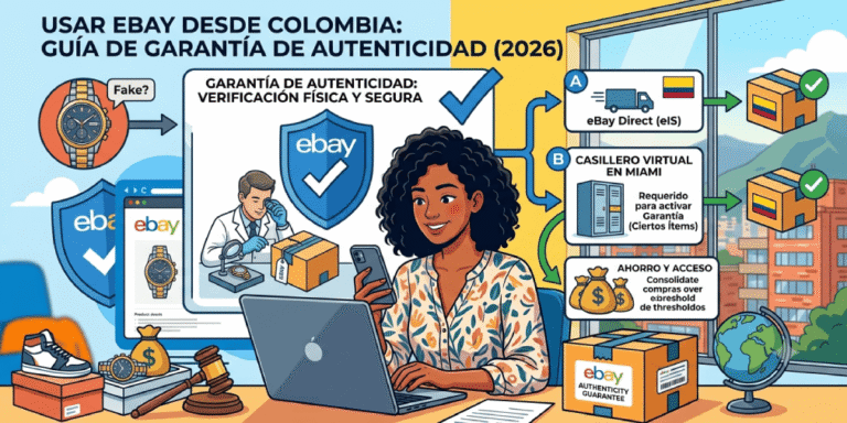 Guía para comprar en eBay desde Colombia con seguridad en 2026 Guía visual sobre cómo usar eBay de forma segura desde Colombia con la Garantía de Autenticidad (verificación física de expertos).